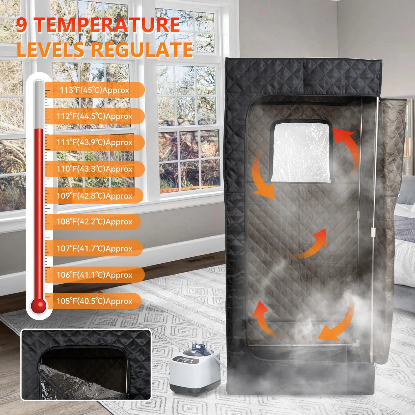 Practical Home Sauna Room for 1 Person with Wet Steam and Far Infrared Solid Hemlock Wood Computer Control Panel-3