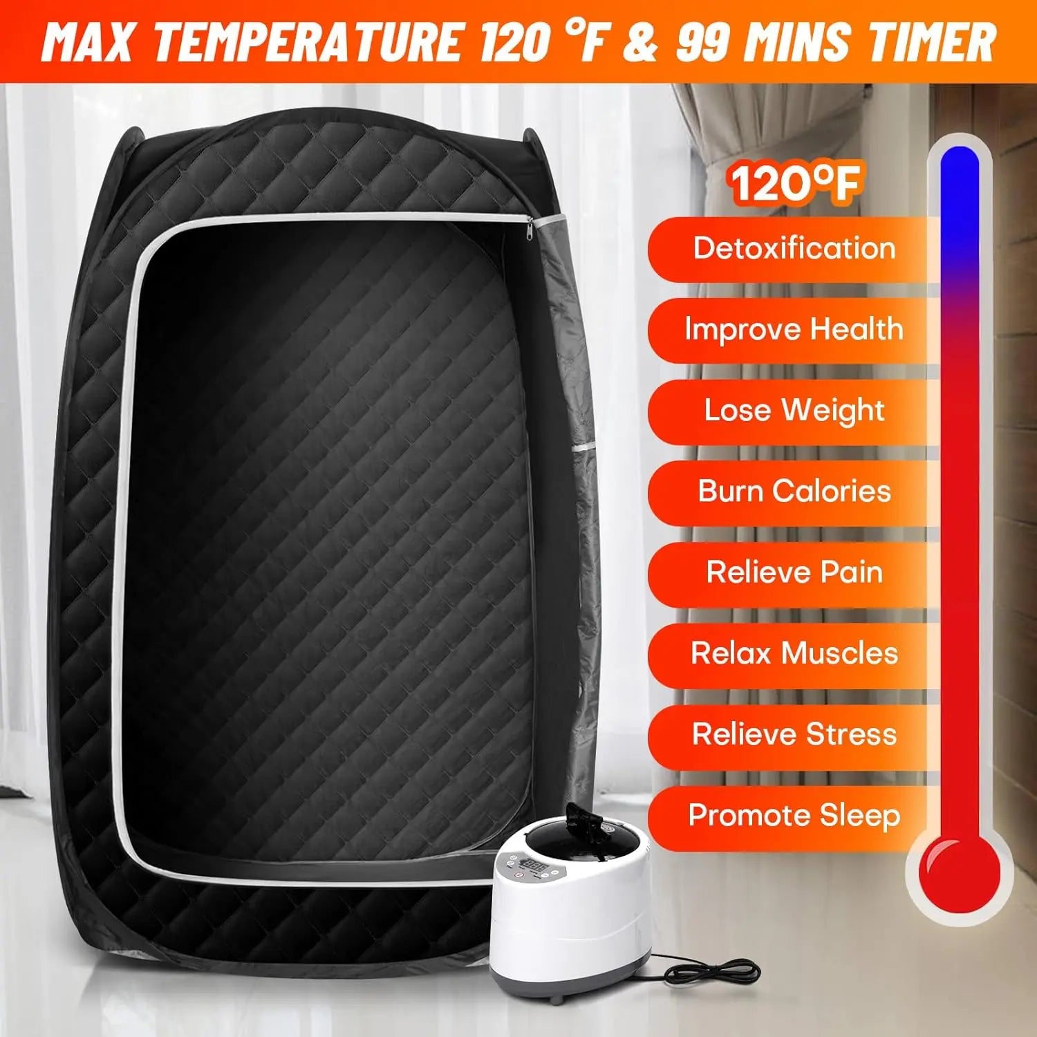 Portable 1-Person Home Steam Sauna Tent 2.6L Fold-able 1000 Watt Steamer for Gym Application Made in China-3