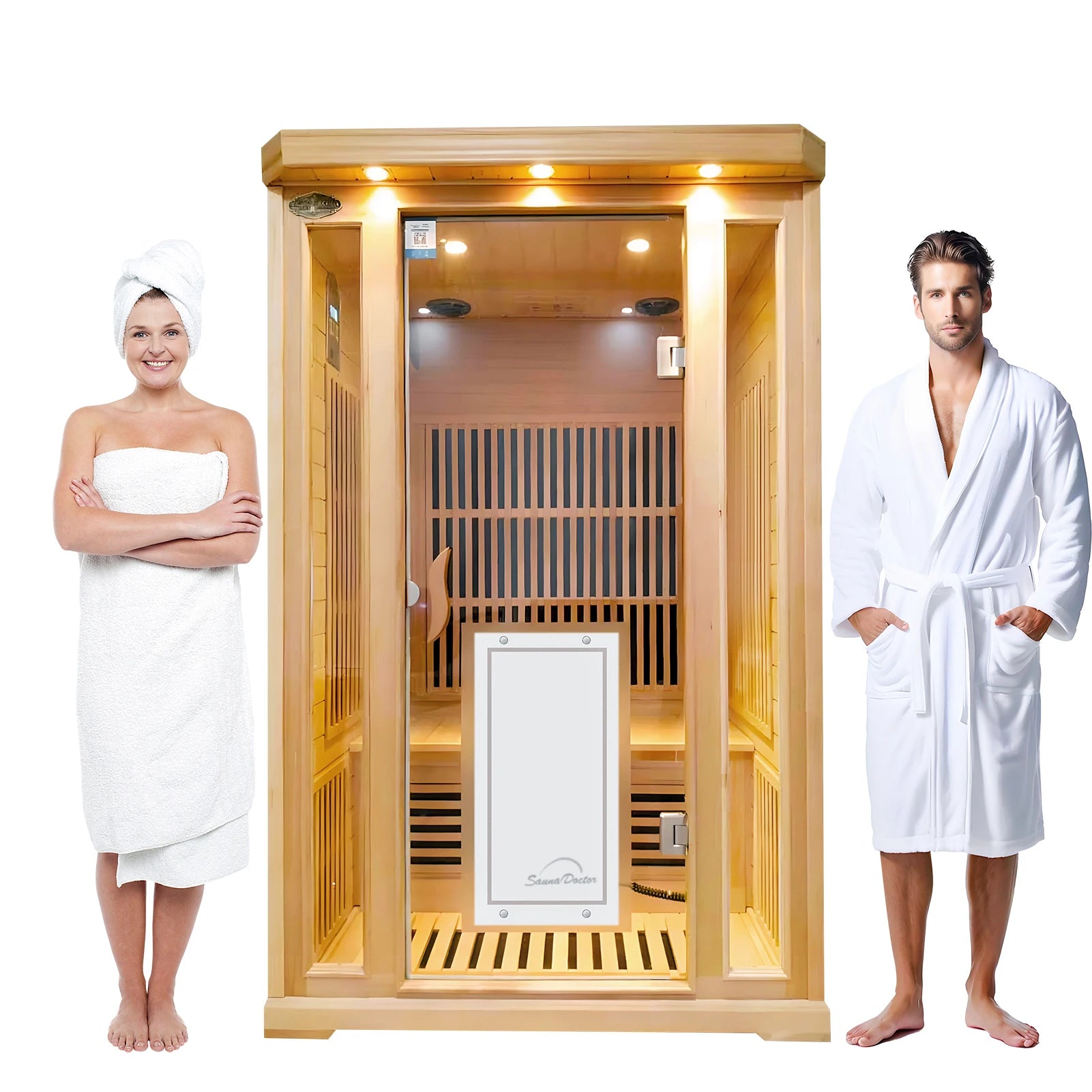 Factory Price Luxury Indoor Traditional Electric Infrared Sauna 2 Person Sauna Room with  Control Panel for Sale Base in Usa-1