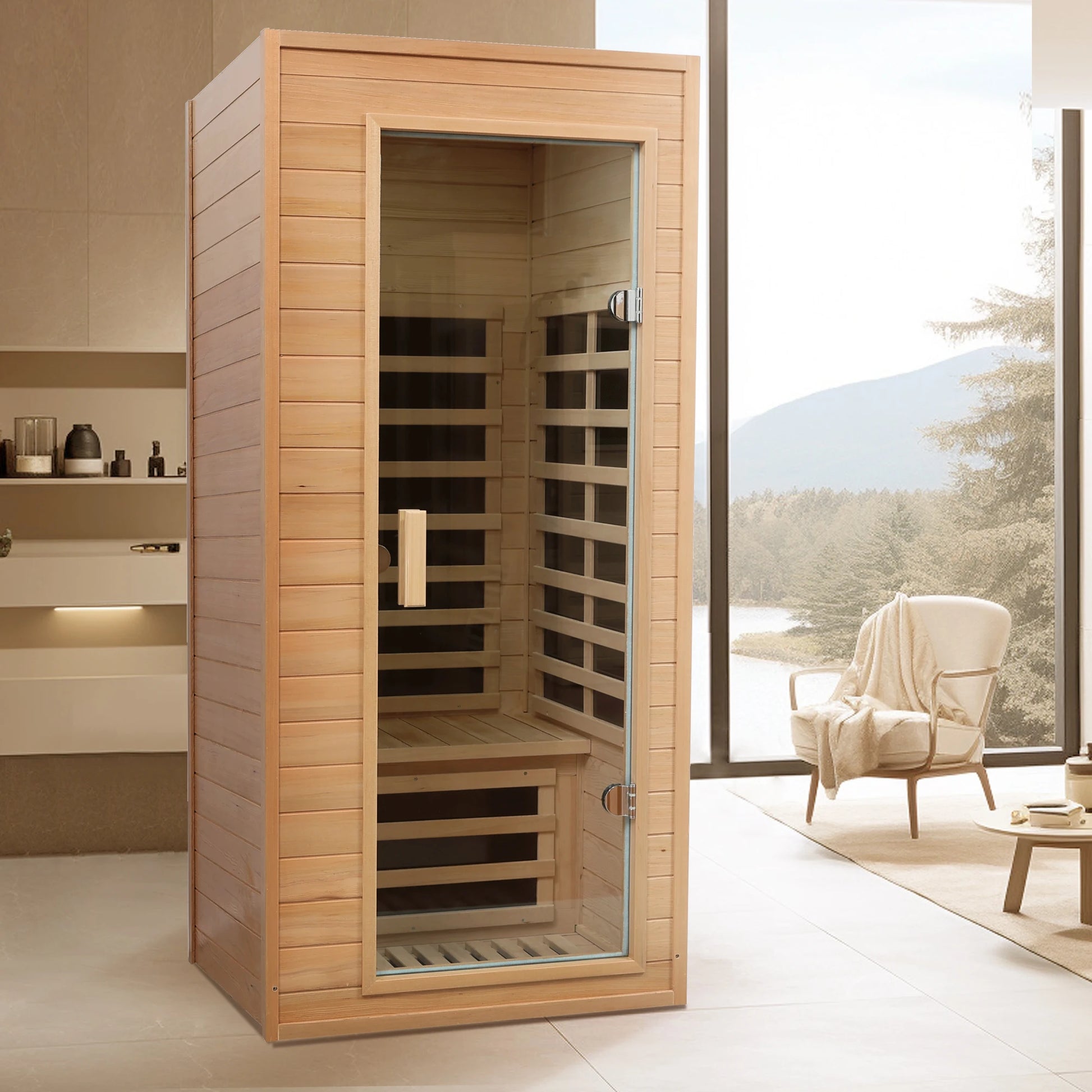 Hemlock One-person Far Infrared Roof Embedded Indoor Sauna Room-0