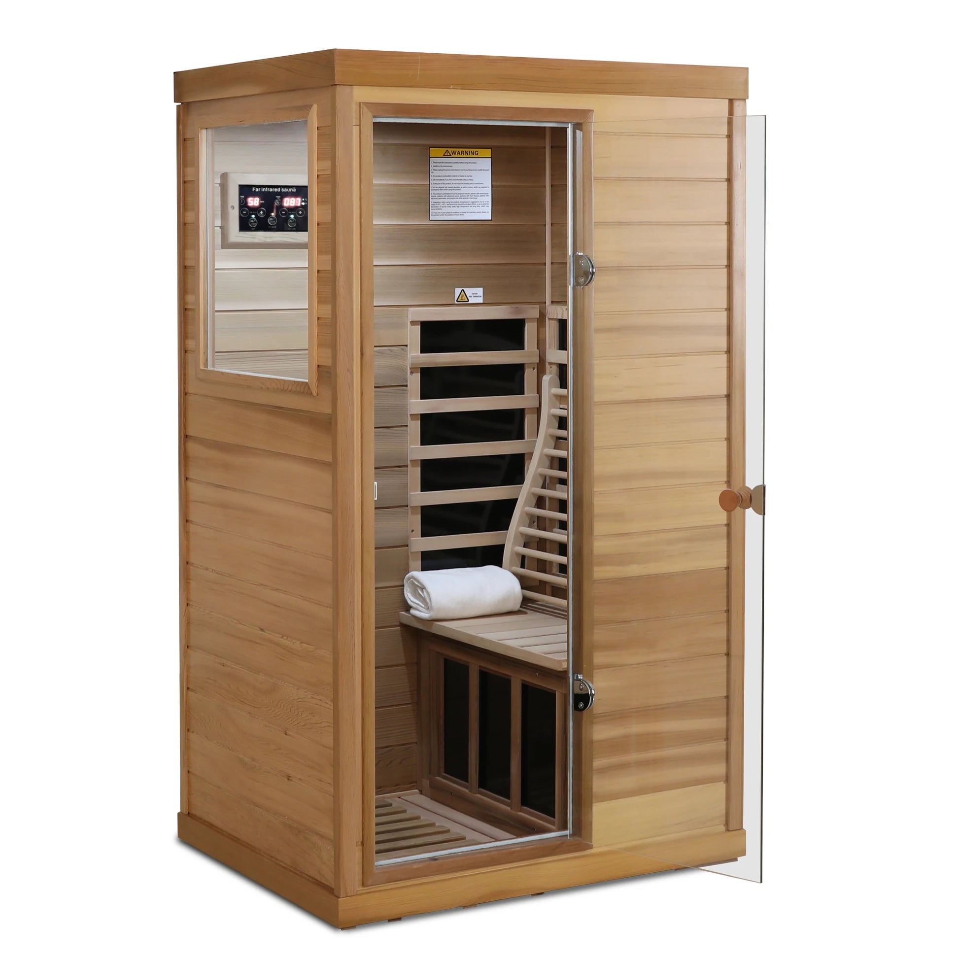 Red Cedar Mini One Person Far Infrared Glass Door on the Left of the Indoor Sauna Room-5