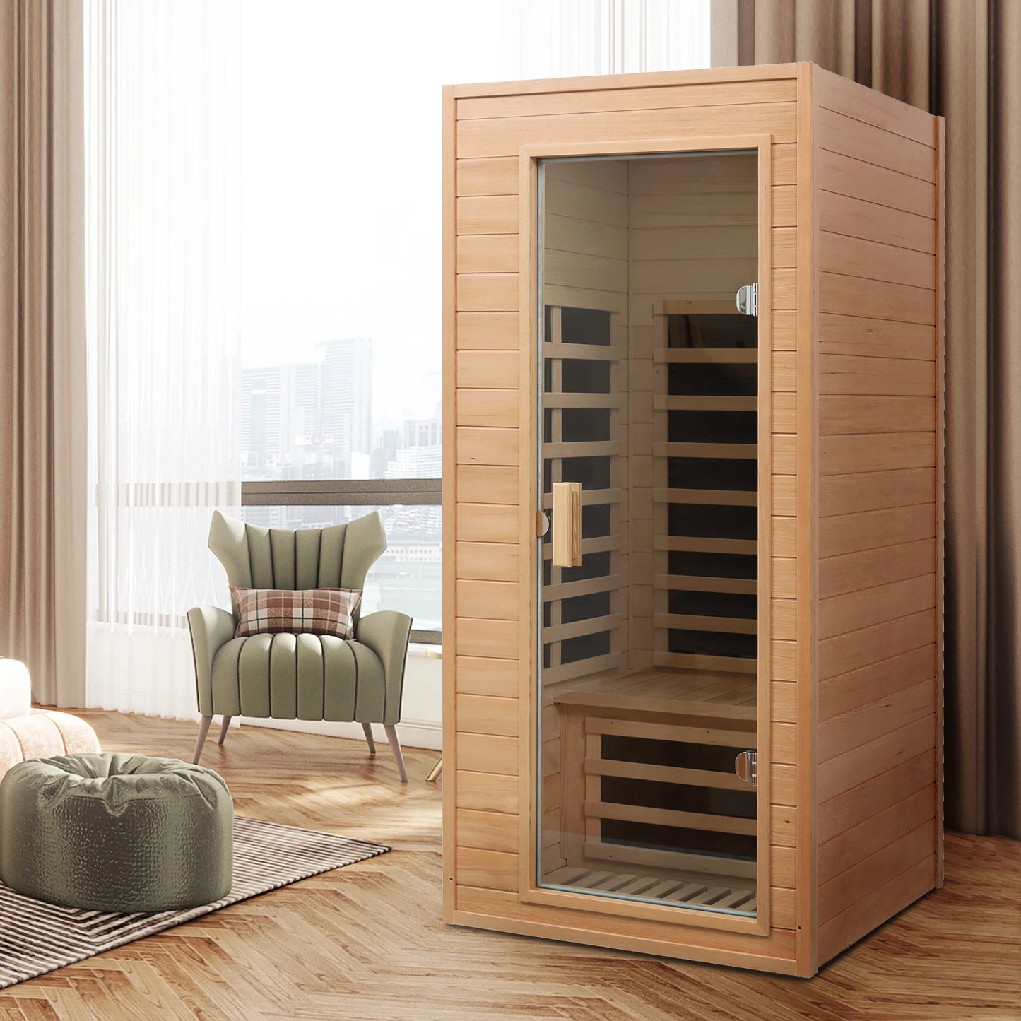Hemlock One-person Far Infrared Roof Embedded Indoor Sauna Room-3