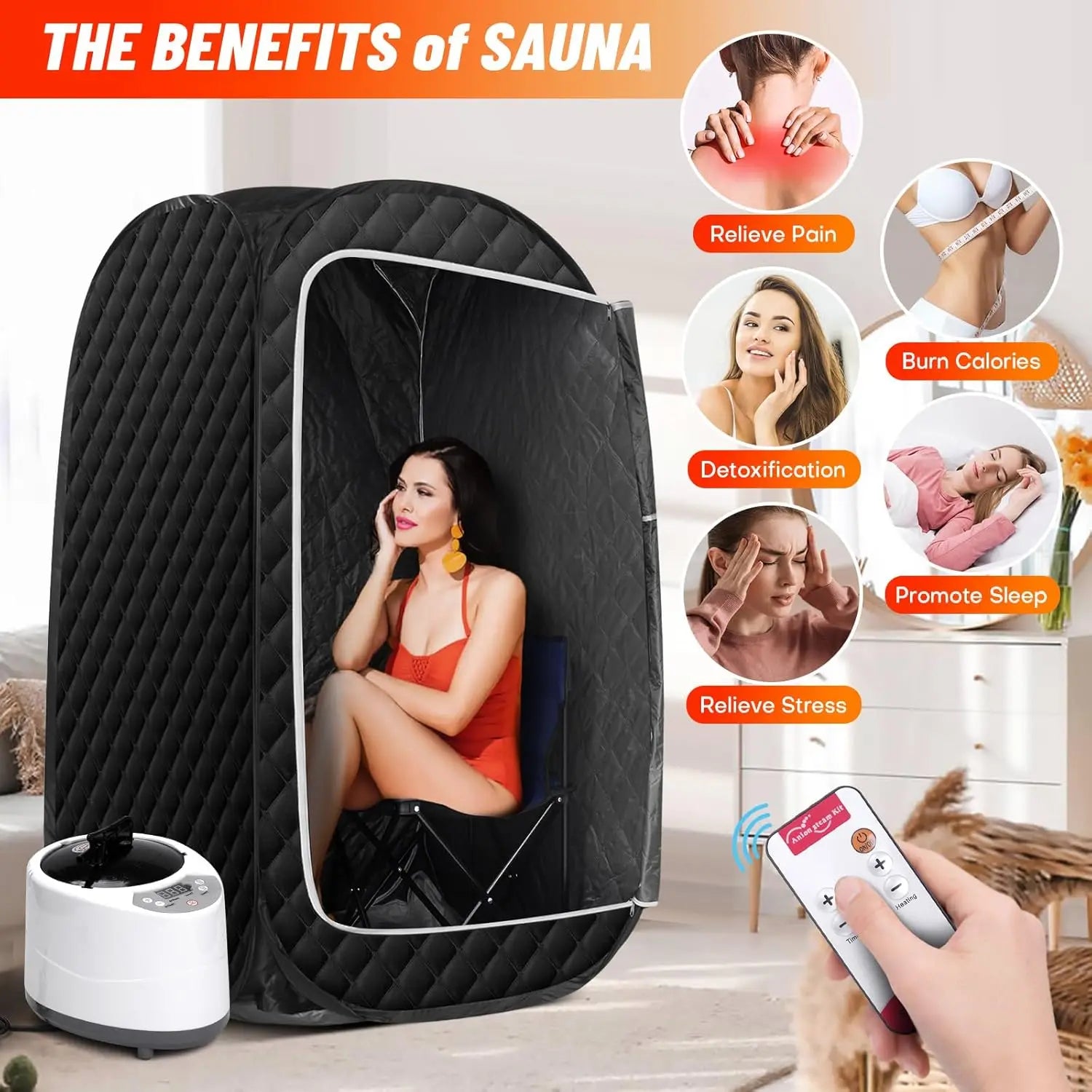 Portable 1-Person Home Steam Sauna Tent 2.6L Fold-able 1000 Watt Steamer for Gym Application Made in China-1
