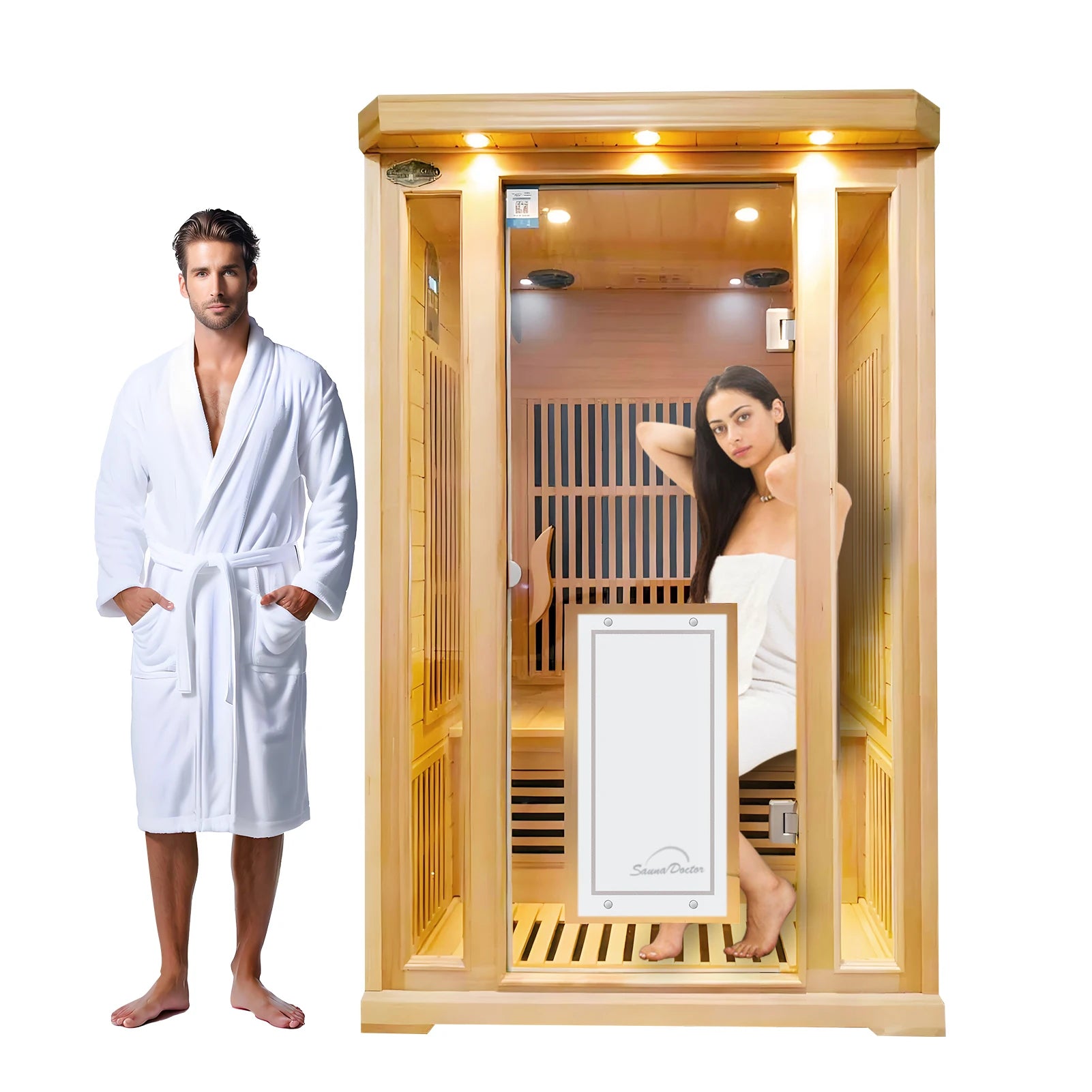 Factory Price Luxury Indoor Traditional Electric Infrared Sauna 2 Person Sauna Room with  Control Panel for Sale Base in Usa-2