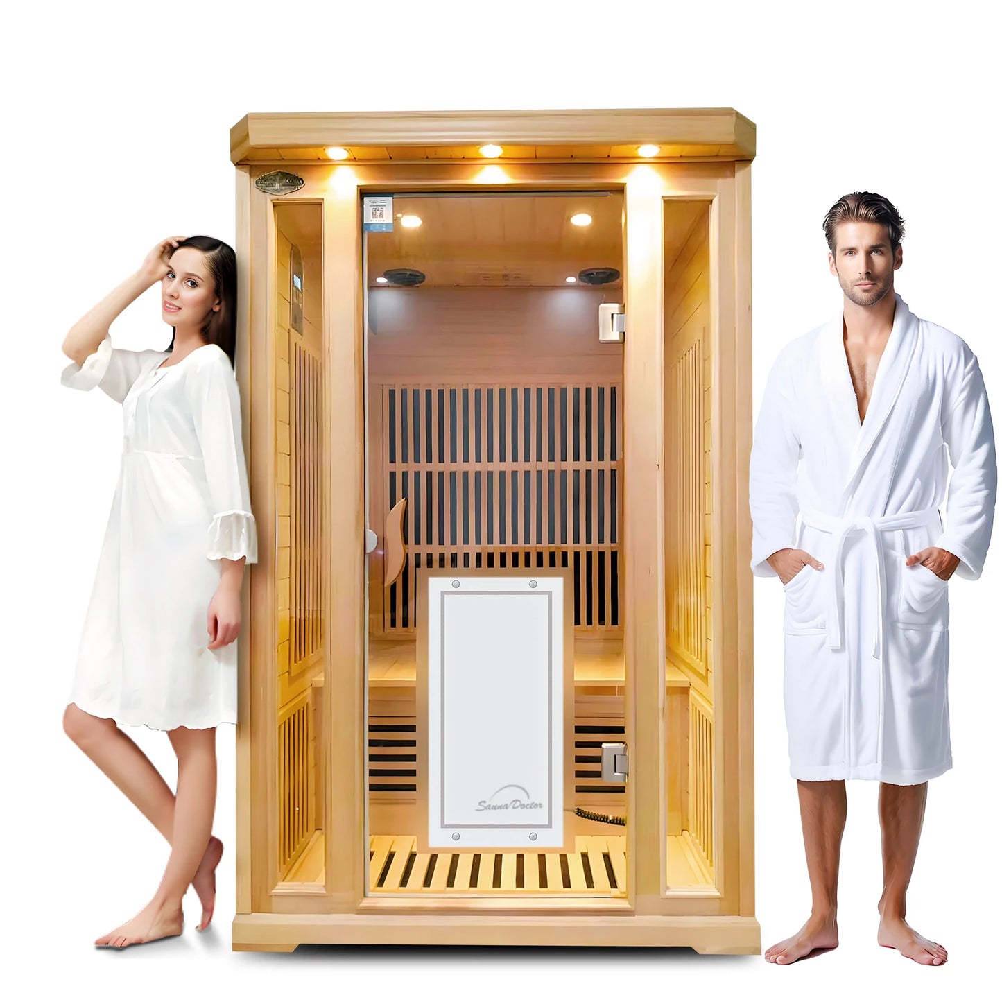Factory Price Luxury Indoor Traditional Electric Infrared Sauna 2 Person Sauna Room with  Control Panel for Sale Base in Usa-0