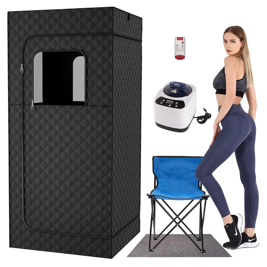 Practical Home Sauna Room for 1 Person with Wet Steam and Far Infrared Solid Hemlock Wood Computer Control Panel-0