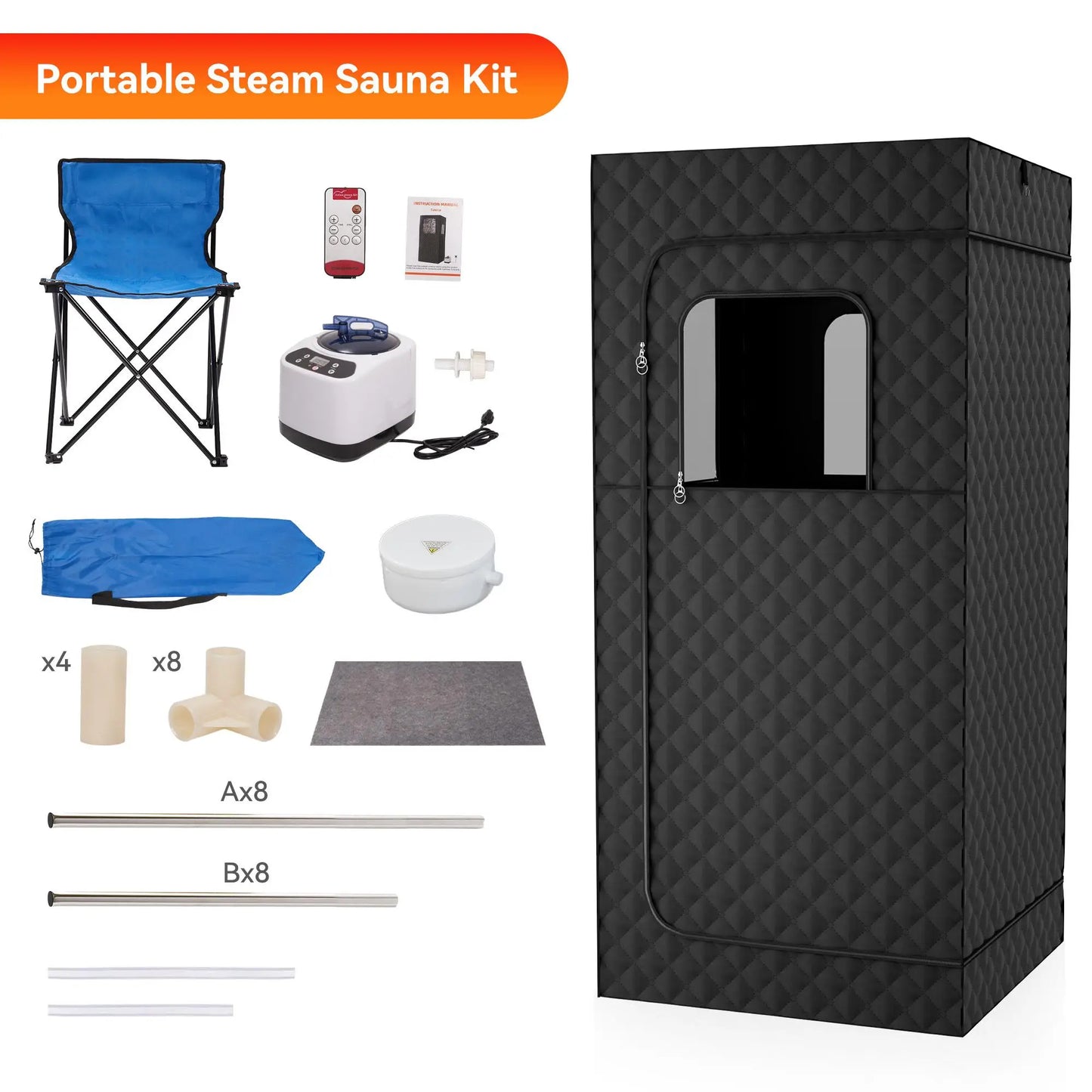 Practical Home Sauna Room for 1 Person with Wet Steam and Far Infrared Solid Hemlock Wood Computer Control Panel-1