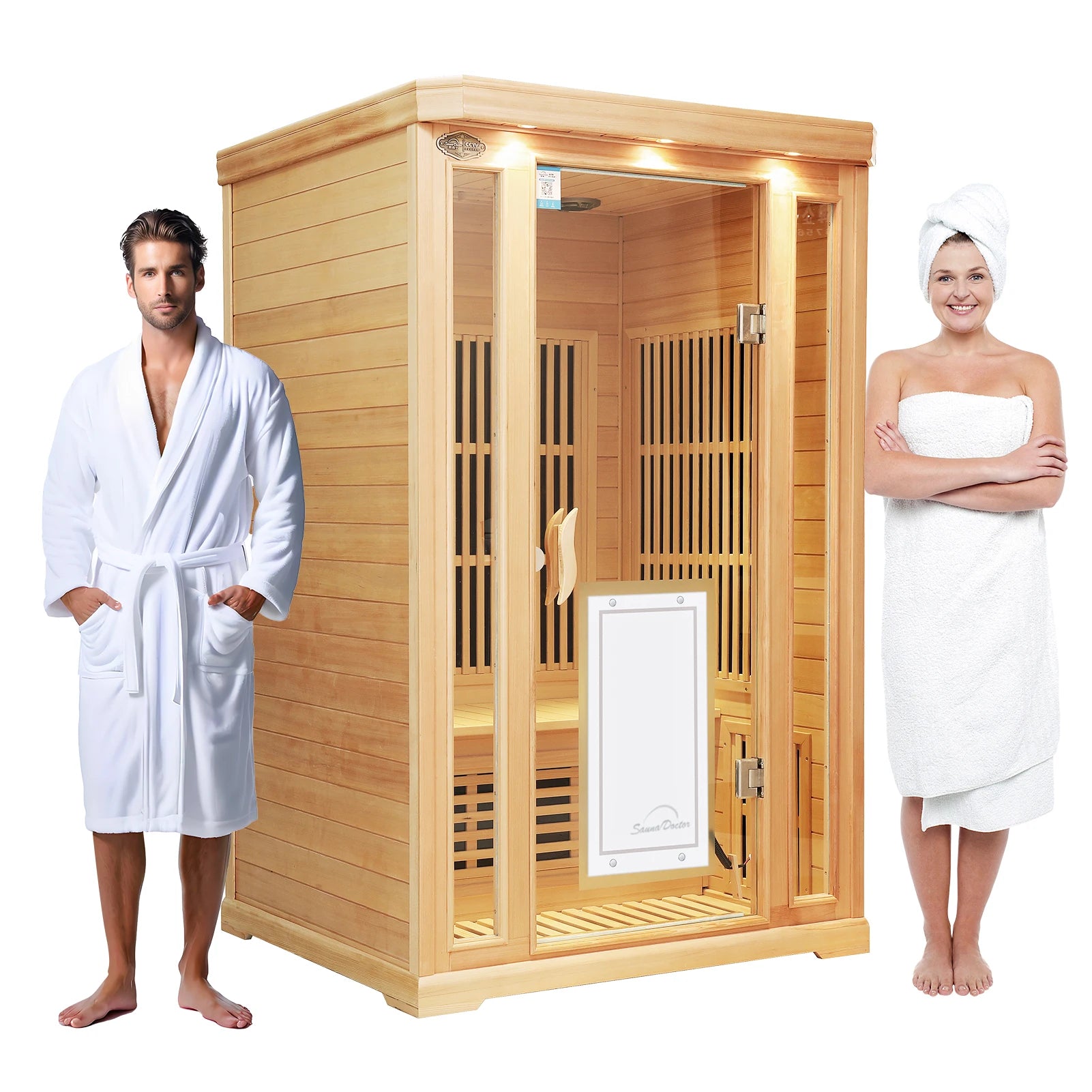 Factory Price Luxury Indoor Traditional Electric Infrared Sauna 2 Person Sauna Room with  Control Panel for Sale Base in Usa-3
